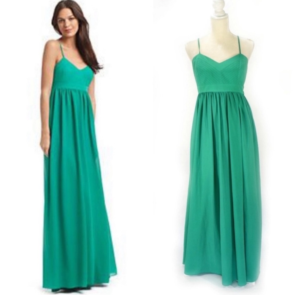 Belle BADGLEY MISCHKA Kelly Green Maxi Dress Adjustable Spaghetti straps…
